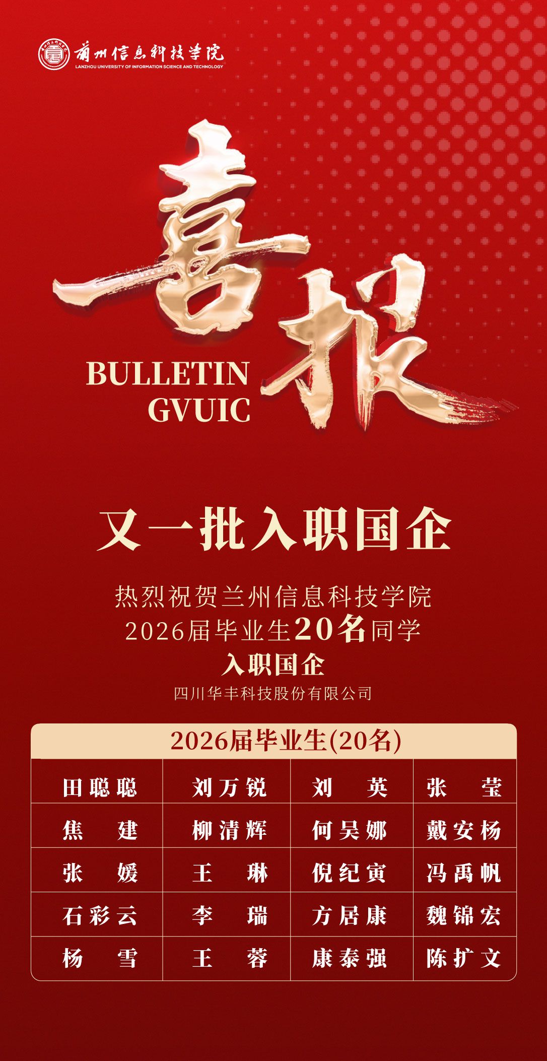 20名学子入职国企